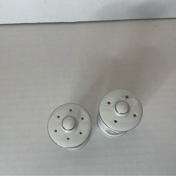 MICKEY Mouse Salt and Pepper Shakers White Ceramic With Gold Trim - Picture 2 of 6